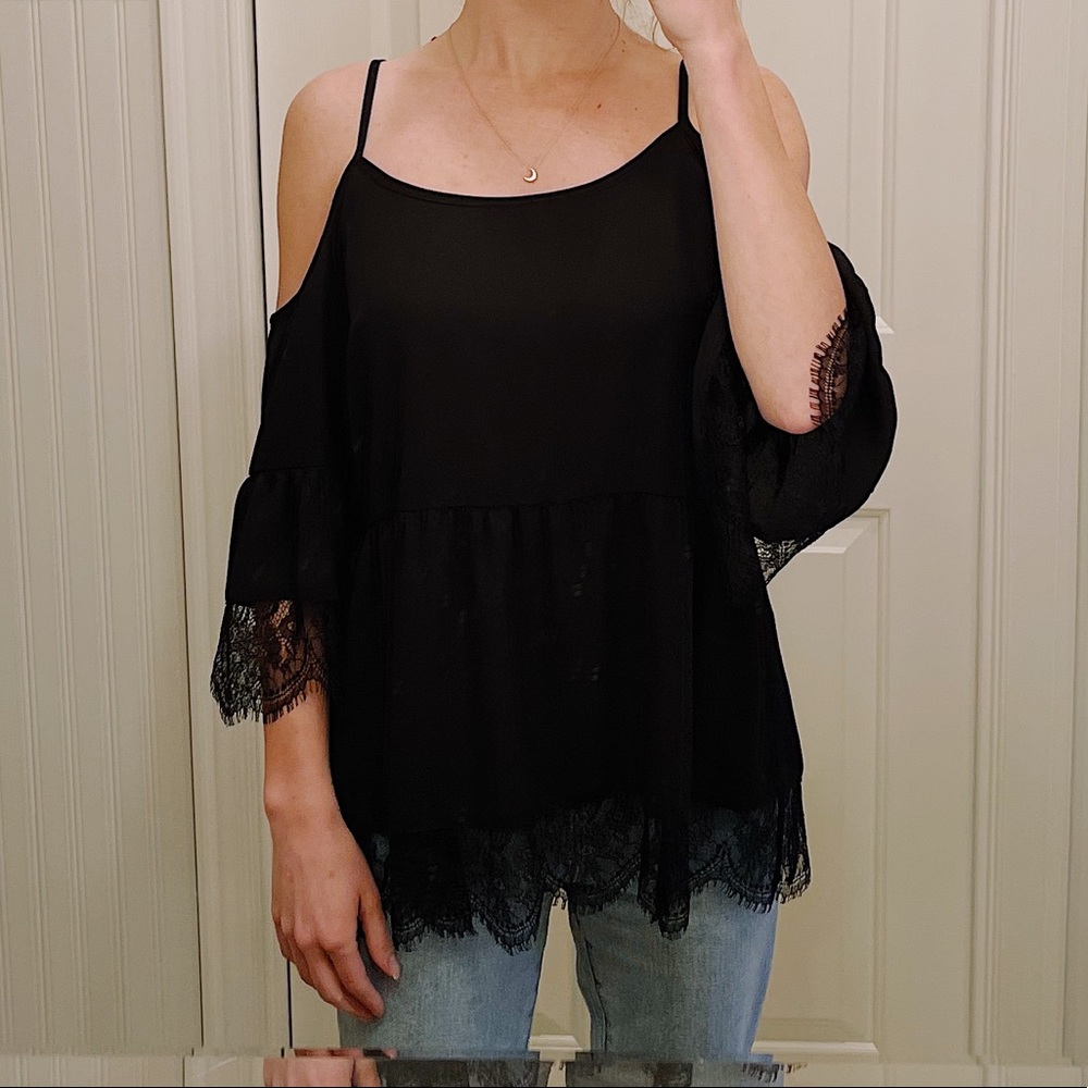 NWOT black lace top - Picture 3 of 7